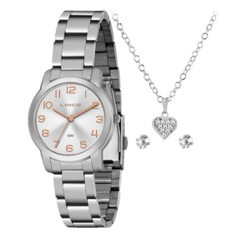 Relógio Feminino Prata Lince LRM4700L K079 Pulseira de Aço Prata