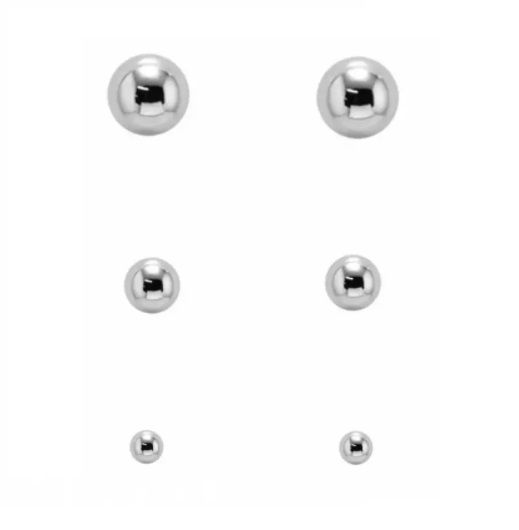 Kit Trio Brinco Bolinha em Prata Original Antialérgico