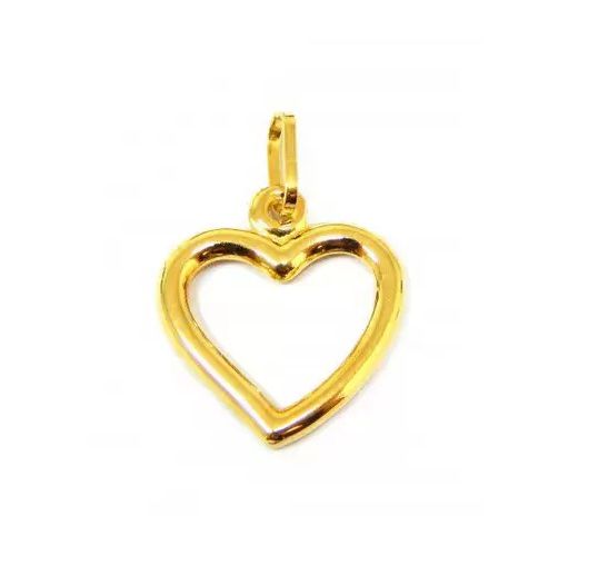 Pingente Berloque Coração Vazado Grande Ouro 18k
