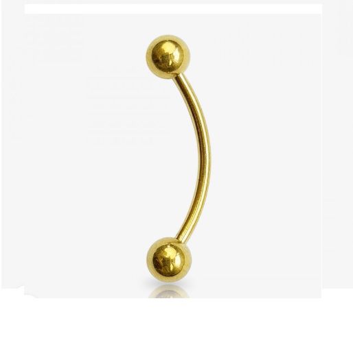 Piercing de Umbigo de Ouro 18k Curvado Bolinha Sobrancelha Rook Daith