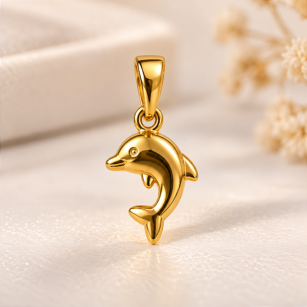 Pingente Berloque Golfinho Ouro 18k Significa Comunicação Elevada