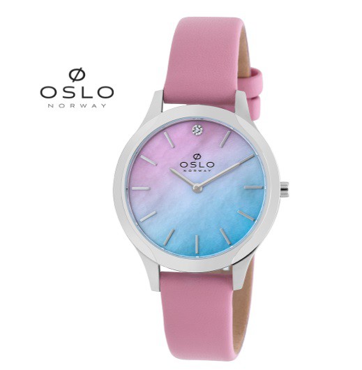 Relógio Oslo Feminino Rosa Visor Madripérola Vidro Imquebrável Não Risca