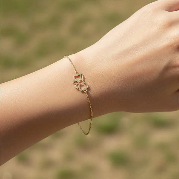 Pulseira Ouro 18k Laço 17,5cm Delicada Significa União Afeto