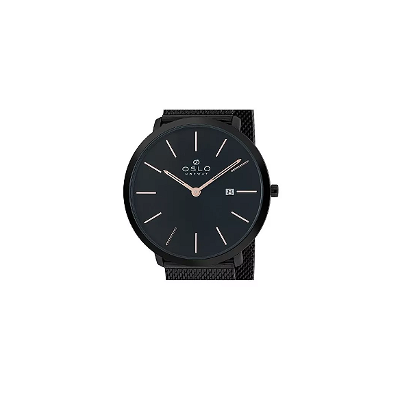 Relógio De Pulso Masculino Preto Oslo Vidro Safira calendário Ompsss9U0001 P1Px