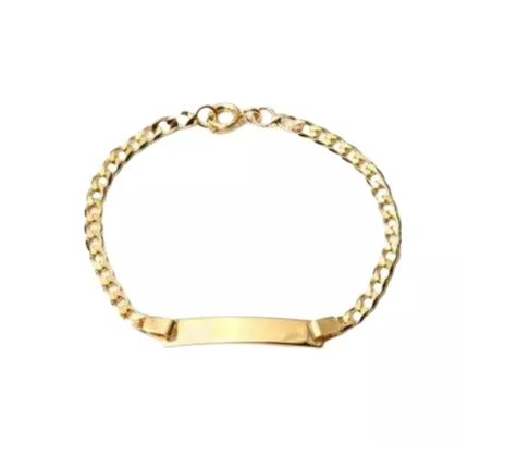 Pulseira Infantil Ouro 18k Chapinha Groumet Berloque 1.8 Gr