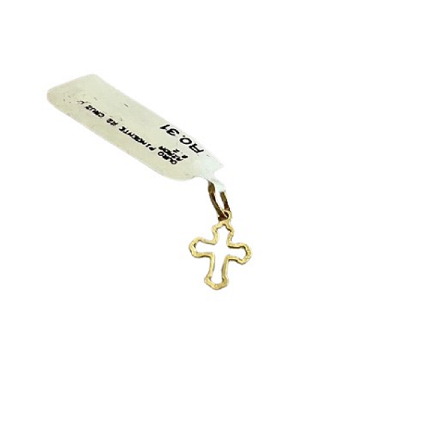 Pingente Cruz Vazado Pequeno Jesus Cristo Religioso Ouro 18k