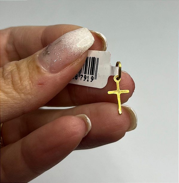 Pingente Masculino Cruz De Ouro 18k Liso Delicado 0,3gr