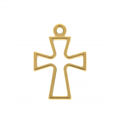 Pingente Masculino Cruz Lisa Grande Ouro 18k Significa Fé