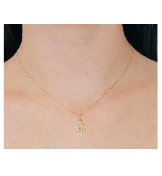 Pingente Menino Filho Menino Com Boné Ouro 18k Pequeno 0.2gr