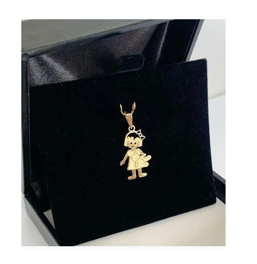 Pingente Menina Filha Ouro 18k Menininha Grande 23mm 0.5gr