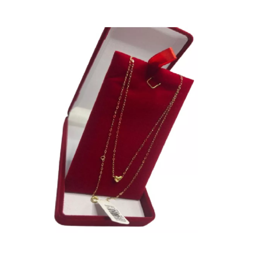 Colar Gargantilha Choker Elos Iguais Pingente Coração Ouro