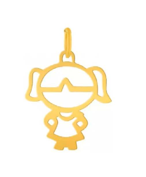 Pingente Menina Filha Ouro 18k 750 Com 0.6gr Grande Original