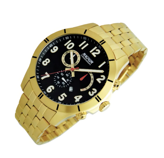 Relógio Masculino Magnum Cronógrafo Ma35253u Dourado E Preto