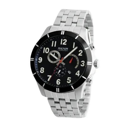 Relógio Masculino Magnum Cronógrafo Ma35253t - Prata Cor do fundo Preto