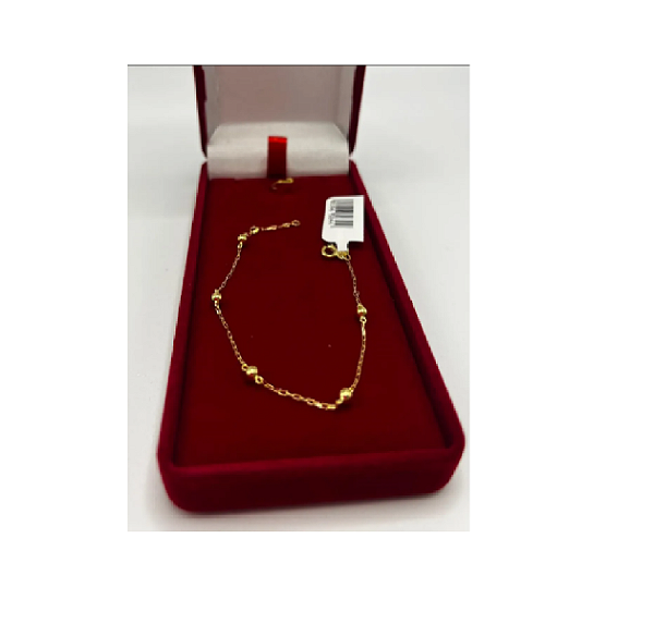 Pulseira Bolinha Bebê Infantil Ouro18k 14,5cm Promoção Linda