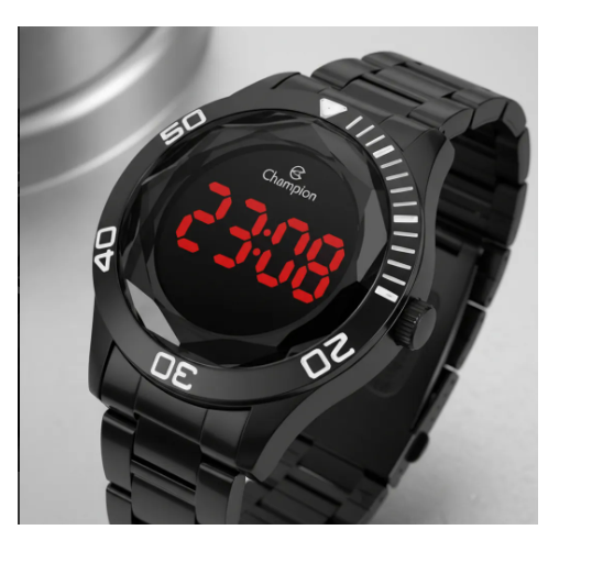 Relógio Feminino Champion Digital Preto Abaulado Ch48073d