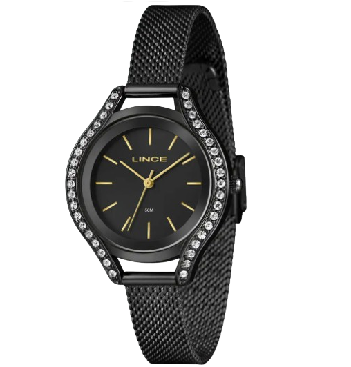 Relógio Feminino Lince Preto com Strass LRNM059L36 P1PX