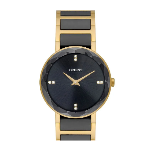 Relógio Feminino Orient Cerâmica Dourado e Preto Ftss0136