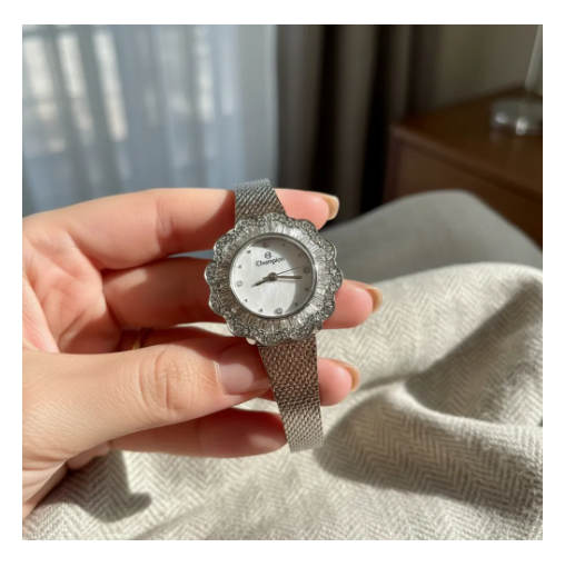 Relogio Feminino Champion Prateado Formato Flor CF25938Q