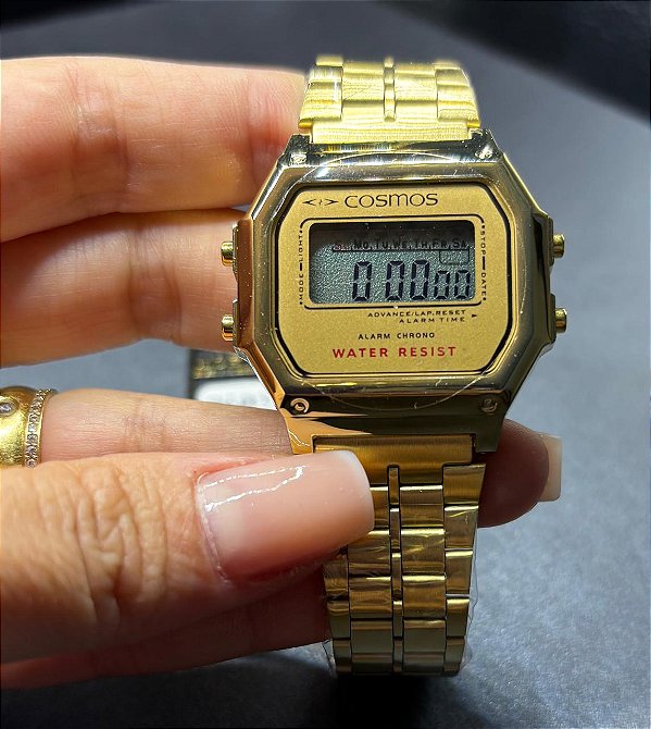 Relogio de Pulso Unisex Cosmos Estilo Clássico Cronometro OS48854G