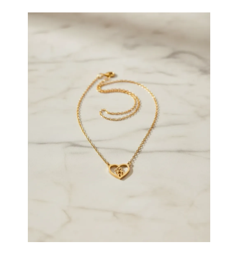 Colar Gargantilha Ouro 18k Filho Pingente Menino Coração 42cm