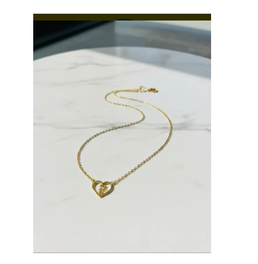 Colar Gargantilha Ouro18k Filha Pingente Menina Coração 42cm