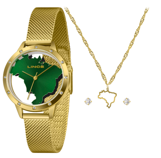 Relógio de Pulso Feminino Lince Verde Copa do Brasil 2026 LRG4868L34