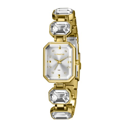 Relogio Lince Dourado Grace Pedras Cristais Lqg4871l23 Luxo