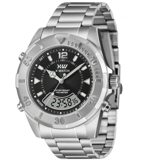 Relógio X-watch Masculino Cronógrafo Anadigi Estilo Skydiver 100m XMSSA021 P2SX
