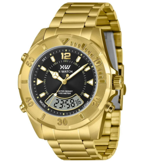 Relógio X-watch Masculino Cronógrafo Anadigi Estilo Skydiver 100m XMGSA016 P2KX