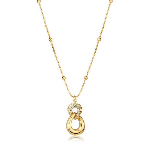 Colar Corrente Bolinhas Pingente Infinito - Banho de Ouro