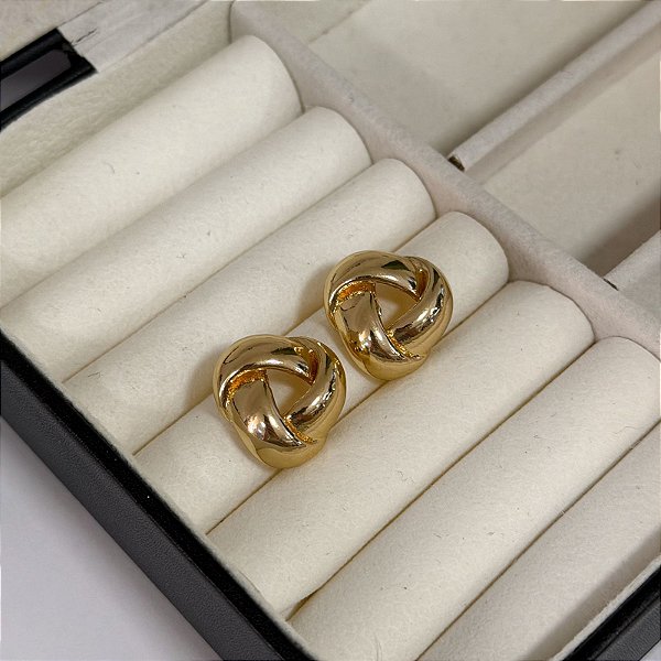 Brinco Nó Liso - Banho de Ouro