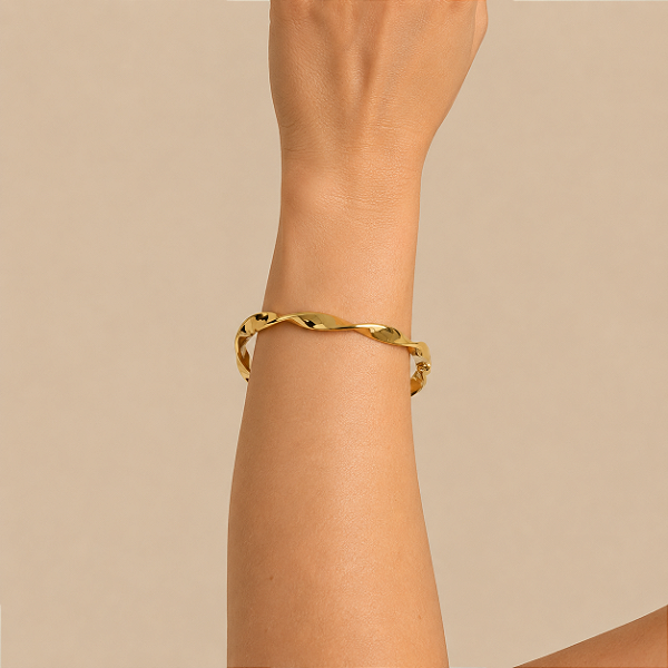 Bracelete Minimalista Torcido - Banho de Ouro