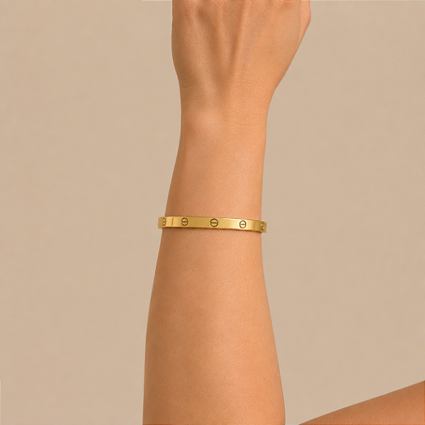 Bracelete Liso Parafusos - Banho de Ouro