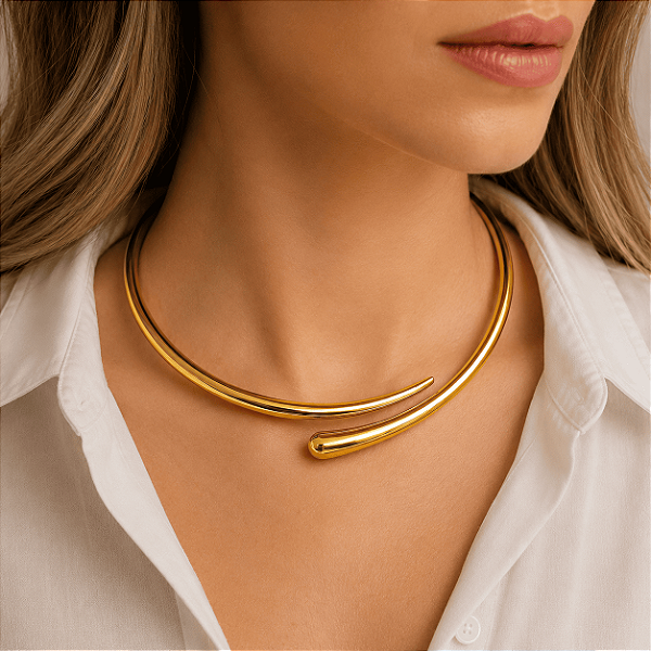 Colar Maxi Gotas - Banho de Ouro