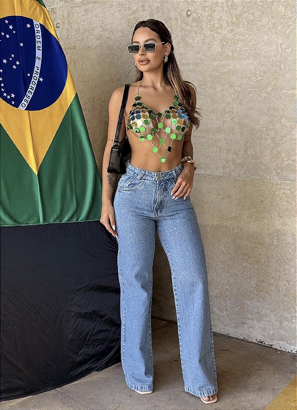 Top brilho Brasil espelhada