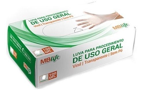 Luva descartável látex - MBLife - Caixa c/ 50 pares