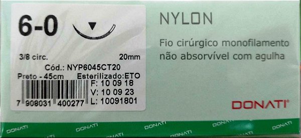 Fio Nylon 1 com agulha 3cm - Donati - Caixa c/ 24 unid.