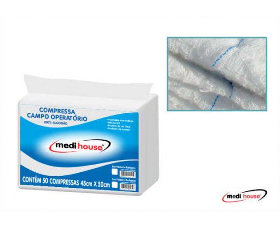 Campo operatório 45x50 c/ 50 - Medi House - Pct.