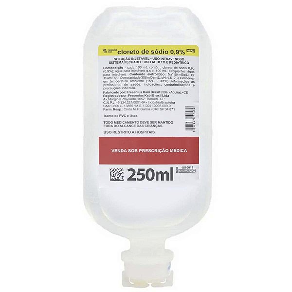 Soro fisiológico 250ml 0,9% sist. fechado - Fresenius - FR
