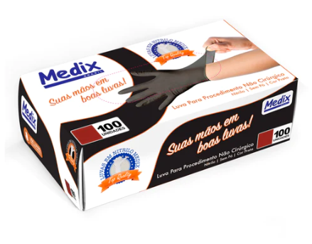 Luva Nitrilo Black - Medix - Cx c/ 50 pares