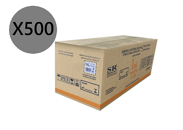 Seringa insulina 1ml L. Slip com ag. 13x4,5 - SR - Cx c/ 500 unid.