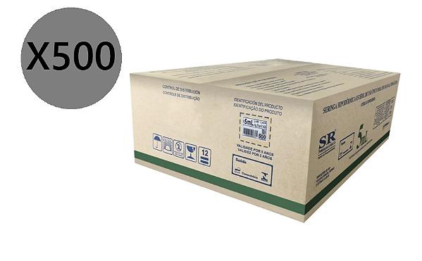 Seringa 5ml L. Lock com ag. 25x7 - SR - Cx c/ 500 unid.