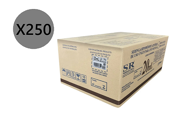 Seringa 20ml L. Lock sem agulha - SR - Cx c/ 250 unid.