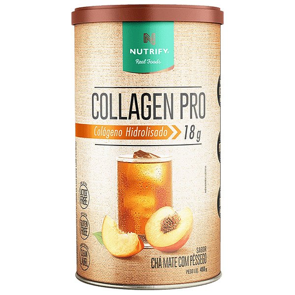 Colageno Pro Cha Mate com Pessego 450g - Nutrify