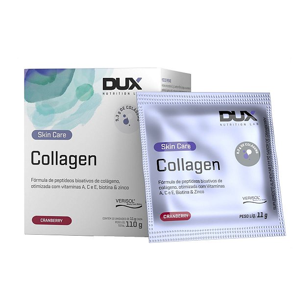 Colageno Verisol Hidrolisado 9,3g Collagen Biotina Cranberry 10 Saches 11g - Dux Nutrition