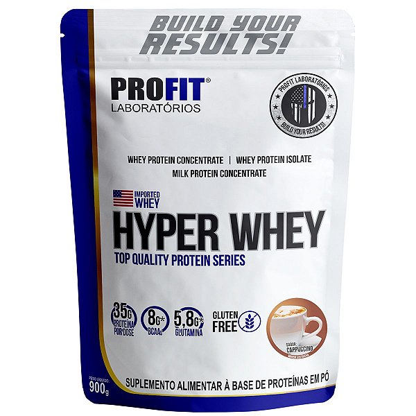 Hyper Whey Protein Isolado Concentrado Proteina Cappuccino 900g - Profit
