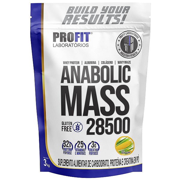 Hipercalorico Anabolic Mass 28500 Proteina Milho Verde 3Kg - Profit