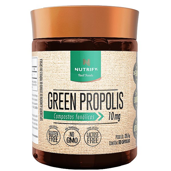 Green Própolis 70% Concentrado Extrato GMO Livre 60 Cáps 10mg - Nutrify