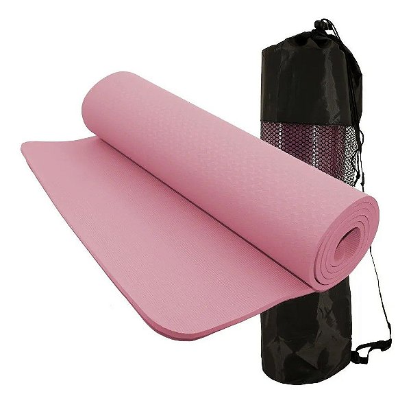 Tapete p/ Yoga c/ Bolsa 183x61x0,8cm - Rosa - Mbfit